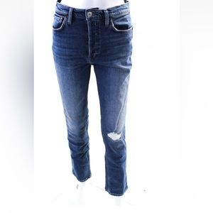 Re/Done Womens Button Fly High Rise Skinny Jeans Blue Denim Size 28